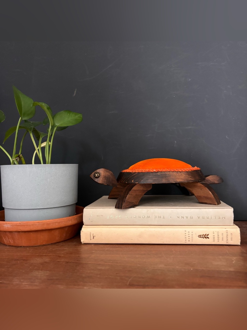 Vintage Orange and Brown Turtle Pin Cushion